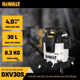 MÁY HÚT BỤI CÔNG NGHIỆP 3 CHỨC NĂNG 25L DEWALT DXV25S (4.0 peak HP)